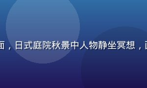 日本短片视频合集封面，日式庭院秋景中人物静坐冥想，画面禅意十足色彩柔和