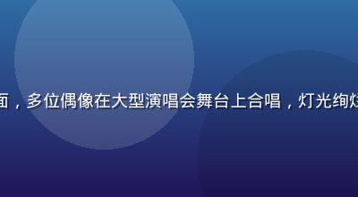 韩国音乐综艺视频封面，多位偶像在大型演唱会舞台上合唱，灯光绚烂观众热情挥舞荧光棒